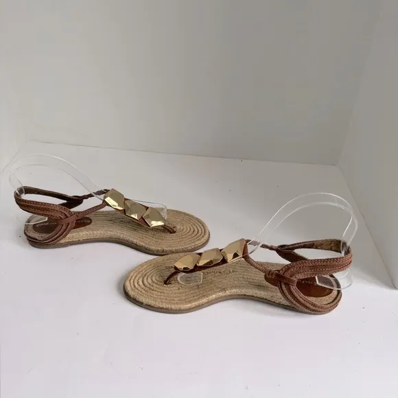 DIANE VON FURSTENBERG brown leather espadrille sandals Size 7.5