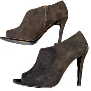 Diane von Furstenberg Violet Peep Toe Ankle Booties | Suede Heels Size 8.5