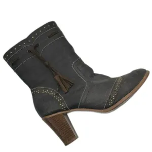 Dingo Leather Boots Studded Grey Tassel Zip Up Country Western Women's Size 10