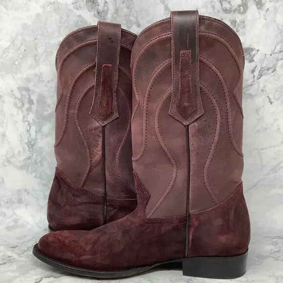 Dingo Men's Size 9.5D Burgundy Whiskey River Suede Leather Boots Pull On BR7-18