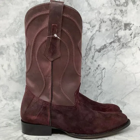 Dingo Men's Size 9.5D Burgundy Whiskey River Suede Leather Boots Pull On BR7-18