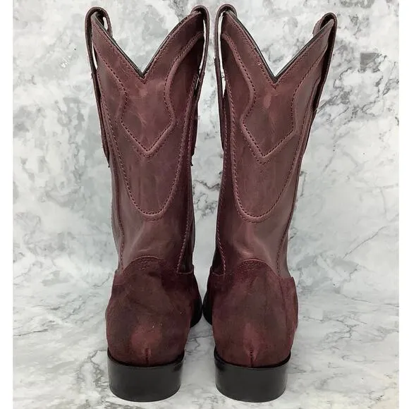 Dingo Men's Size 9.5D Burgundy Whiskey River Suede Leather Boots Pull On BR7-18
