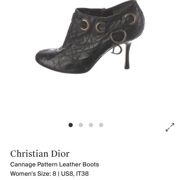 Dior Black Cannage patent leather heeled ankle boot
