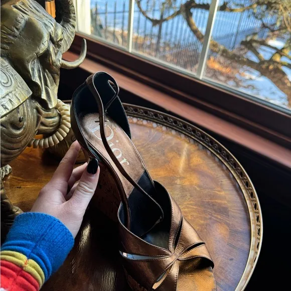 Dior Copper/Bronze Wedge Sandals