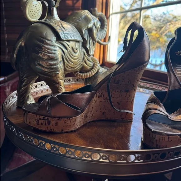 Dior Copper/Bronze Wedge Sandals