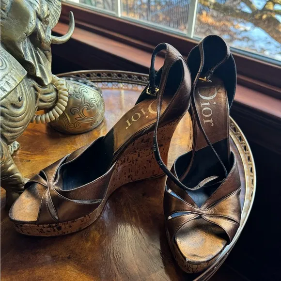 Dior Copper/Bronze Wedge Sandals