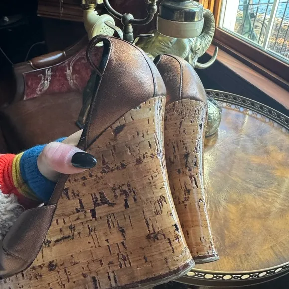 Dior Copper/Bronze Wedge Sandals