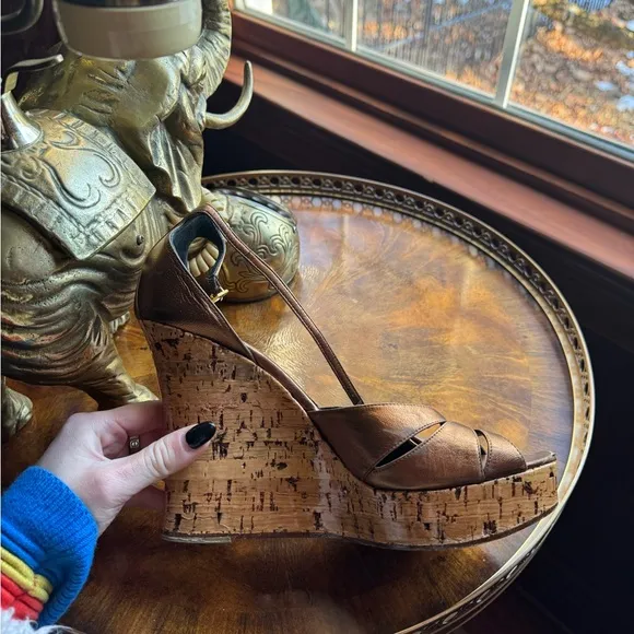 Dior Copper/Bronze Wedge Sandals