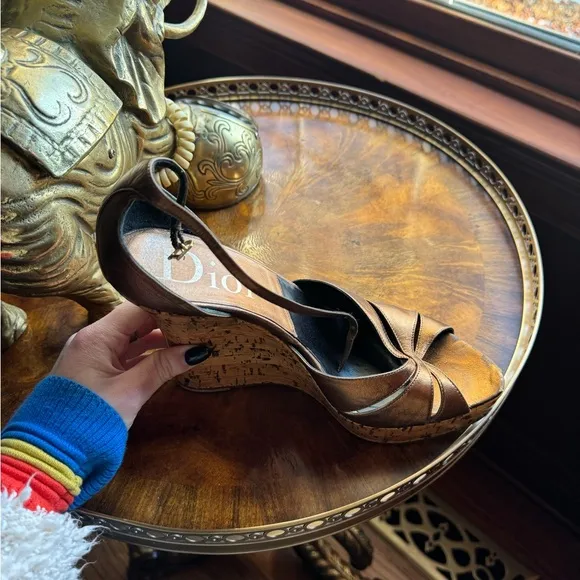 Dior Copper/Bronze Wedge Sandals