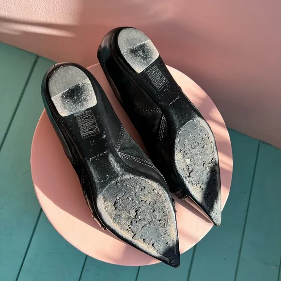 DIOR Leather Signature D Pointed Toe Ballet Flats in Black Size 40