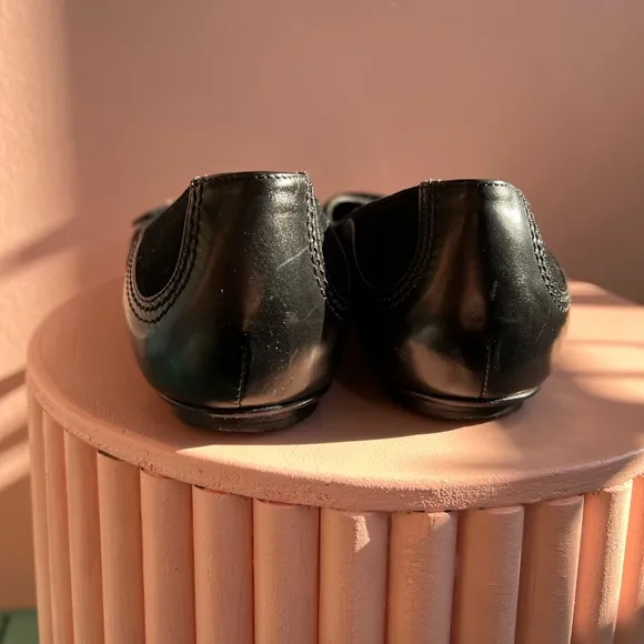 DIOR Leather Signature D Pointed Toe Ballet Flats in Black Size 40
