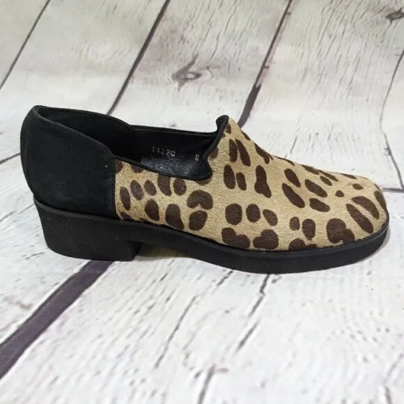 DJP Donald J Pliner Calf Hair Animal Print Loafers Shoes 8