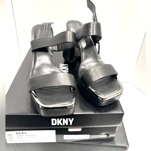 DKNY Bibiana Slingback Platform Sandals Ankle-Strap Block Heel, pumps, shoes 11