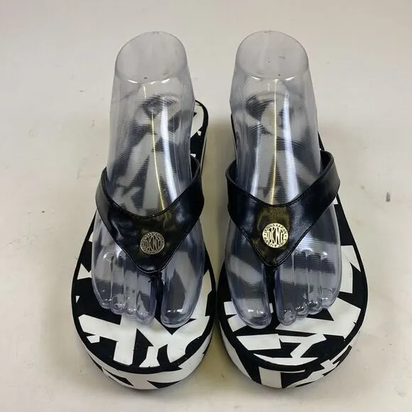 DKNY Black Women's Signature Wedge Platform Sandals size 9 A11