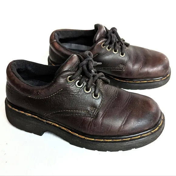 DOC MARTENS 9369 Vintage MIE chunky platform brown leather boot shoes brogues