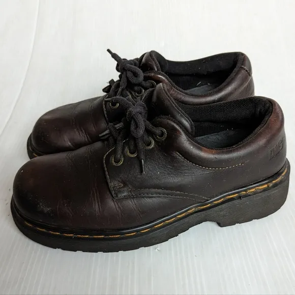 DOC MARTENS 9369 Vintage MIE chunky platform brown leather boot shoes brogues