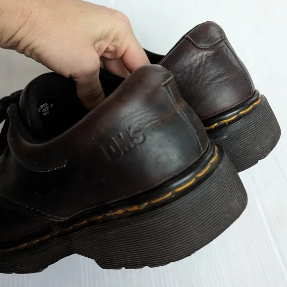 DOC MARTENS 9369 Vintage MIE chunky platform brown leather boot shoes brogues