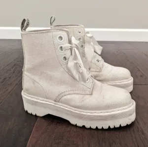 DOC MARTENS Molly Glitter platform lace-up combat boots size 11