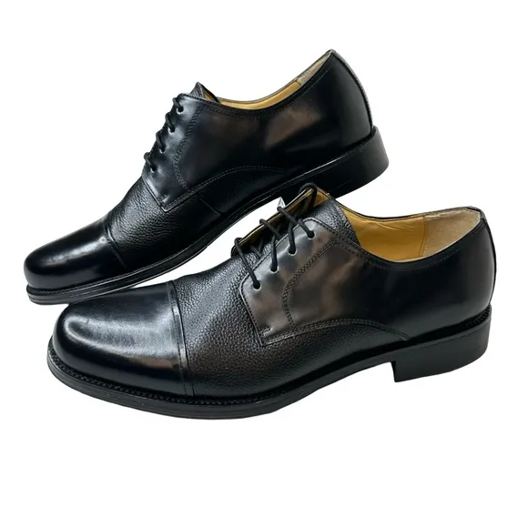 DOCKERS Premium Black Cap Toe Lace Up Oxford Size 10.5