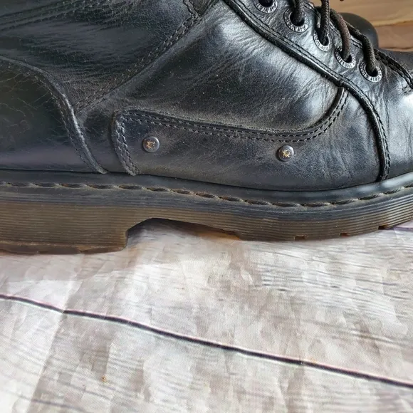 DOC.MARTENS MEN'S BOOTS BLACK LACE-UP SOREN AWOO4 LEATHER UPPER AIR WAIR SIZE 10