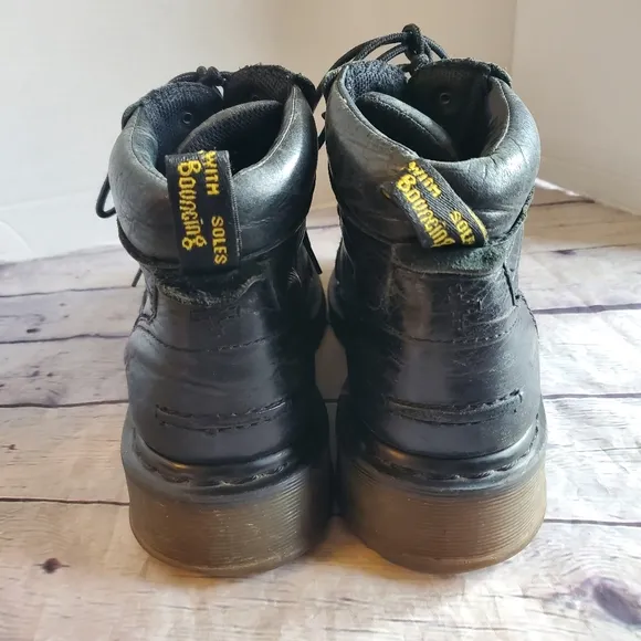 DOC.MARTENS MEN'S BOOTS BLACK LACE-UP SOREN AWOO4 LEATHER UPPER AIR WAIR SIZE 10