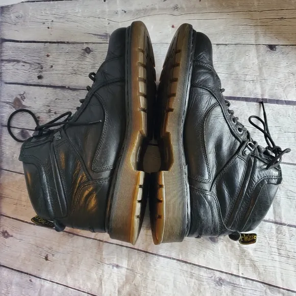 DOC.MARTENS MEN'S BOOTS BLACK LACE-UP SOREN AWOO4 LEATHER UPPER AIR WAIR SIZE 10