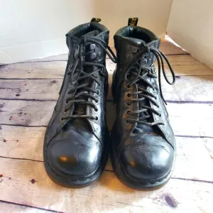 DOC.MARTENS MEN'S BOOTS BLACK LACE-UP SOREN AWOO4 LEATHER UPPER AIR WAIR SIZE 10