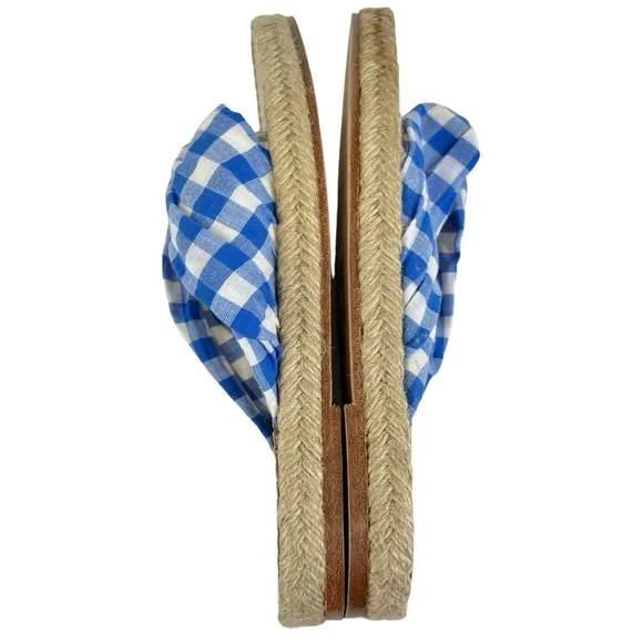 Dodo Bar Or Catalina Gingham Espadrille Thong Sandals Blue White Check size 40