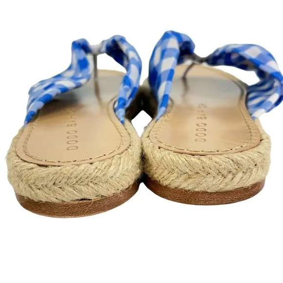 Dodo Bar Or Catalina Gingham Espadrille Thong Sandals Blue White Check size 40