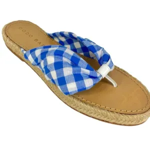 Dodo Bar Or Catalina Gingham Espadrille Thong Sandals Blue White Check size 40