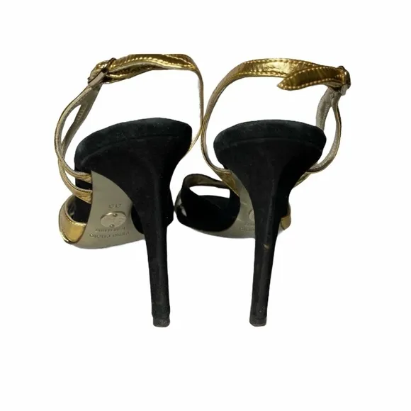 DOLCE &amp; GABBANA Black Suede Gold Leather &amp; snake