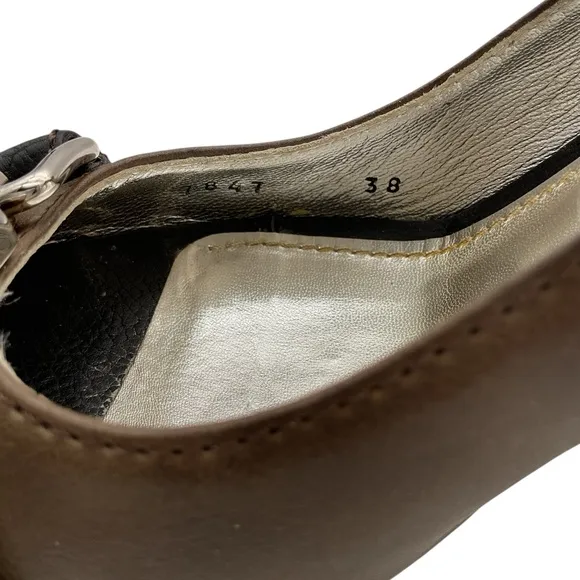 Dolce &amp; Gabbana Brown buckle peep toe Elegant Heels size 38 size US 8