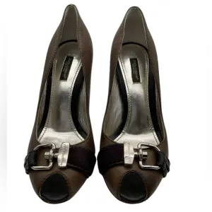 Dolce &amp; Gabbana Brown buckle peep toe Elegant Heels size 38 size US 8
