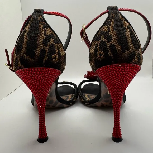 Dolce &amp; Gabbana Keira floral-appliquéd embellished leopard-jacquard heels