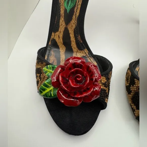 Dolce &amp; Gabbana Keira floral-appliquéd embellished leopard-jacquard heels