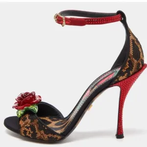 Dolce &amp; Gabbana Keira floral-appliquéd embellished leopard-jacquard heels
