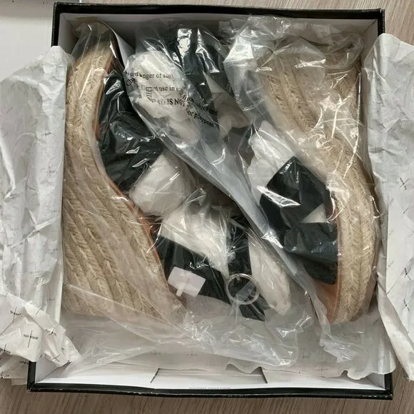 Dolce Vita 10 Sandals Pami Cross Band Espadrille Wedge Black Suede NIB Strappy