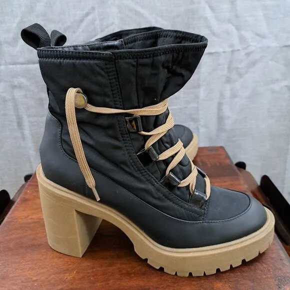 DOLCE VITA Black Lug Platform Sole Heel Boots Sz 9.5 Worn Only 2 times