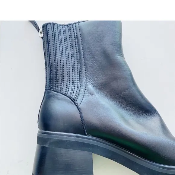 DOLCE VITA Black Marty H20 LeatherChunky Heel Boots NEW Size 8.5