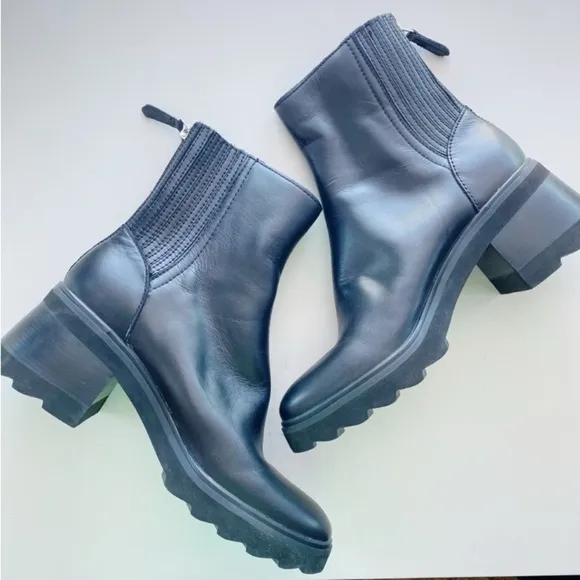 DOLCE VITA Black Marty H20 LeatherChunky Heel Boots NEW Size 8.5