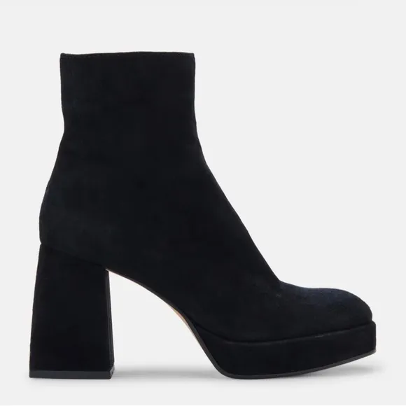 DOLCE VITA BLACK SUEDE ULYSES PLATFORM BOOTS 10 NEW