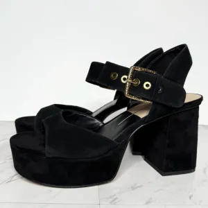 Dolce Vita Bobby Black Suede Platform Heeled Sandal 9 1/2