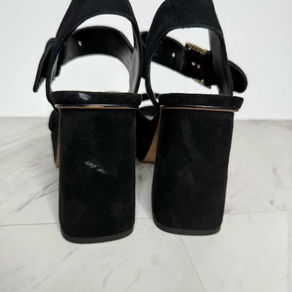 Dolce Vita Bobby Black Suede Platform Heeled Sandal 9 1/2