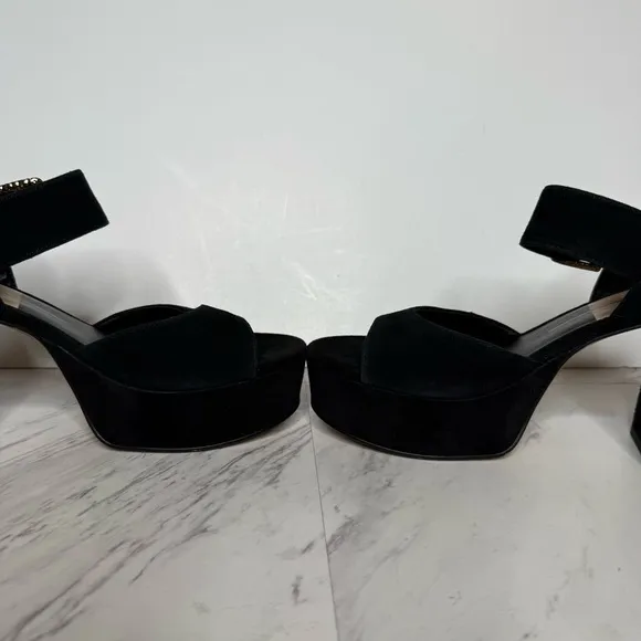 Dolce Vita Bobby Black Suede Platform Heeled Sandal 9 1/2