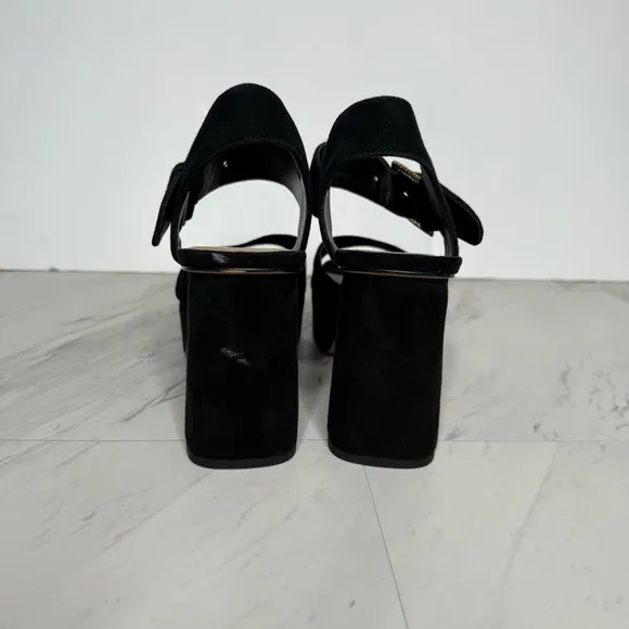 Dolce Vita Bobby Black Suede Platform Heeled Sandal 9 1/2