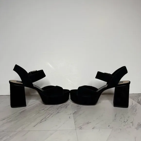 Dolce Vita Bobby Black Suede Platform Heeled Sandal 9 1/2