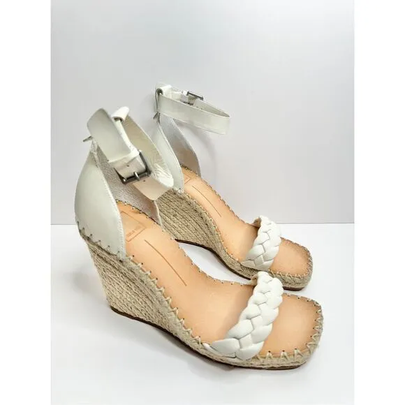 Dolce Vita Espadrille Sandals Size 9.5 White Ankle Strap Open Toe NEW