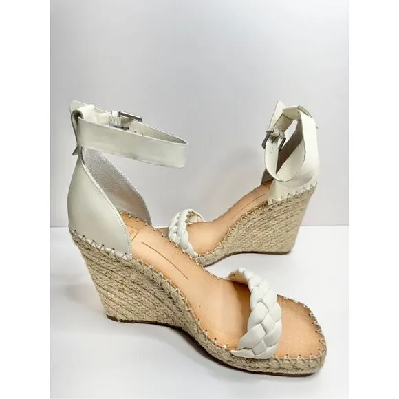 Dolce Vita Espadrille Sandals Size 9.5 White Ankle Strap Open Toe NEW