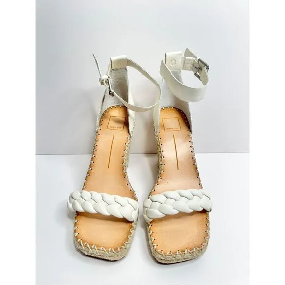 Dolce Vita Espadrille Sandals Size 9.5 White Ankle Strap Open Toe NEW
