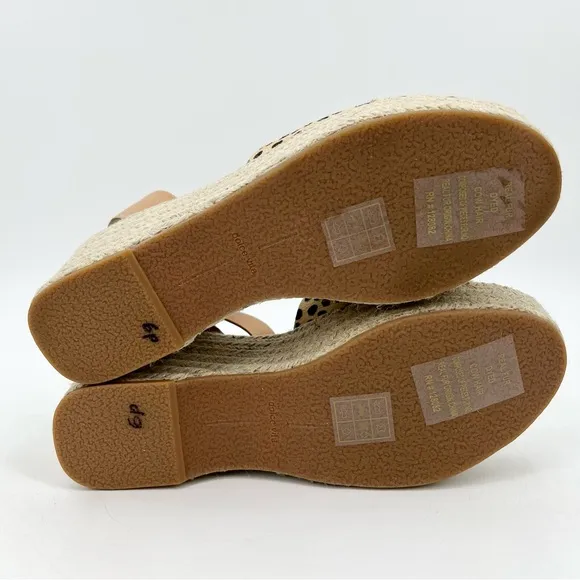Dolce Vita Lesly Leopard Calf Hair Espadrille Wedge Sandals Size 9